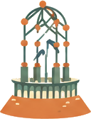 Downtown fountain illustration